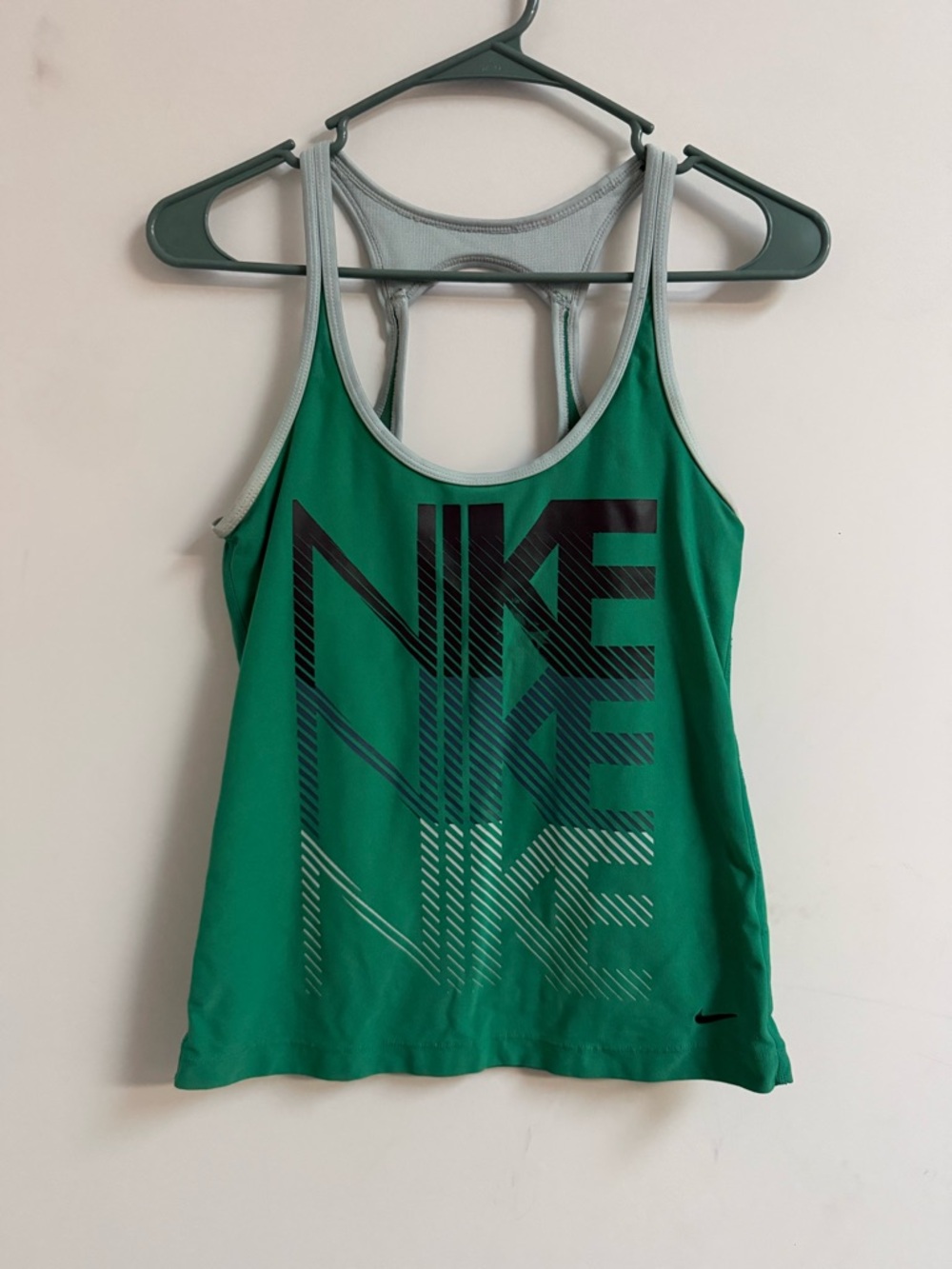 Nike Green Graphic Racerback Tank with Gray Trim